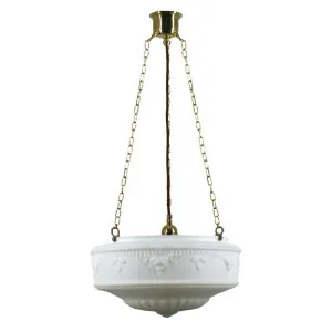 Senator 14'' Opal Matte on 3 Chain Suspension, Polished Brass by Lighting Inspirations, a Fixed Lights for sale on Style Sourcebook