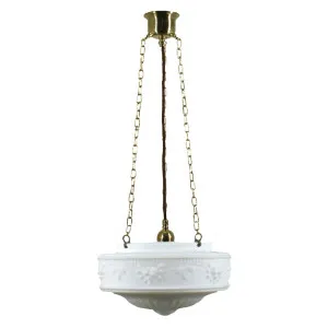 Senator 11'' Opal Matte on 3 Chain Suspension, Polished Brass by Lighting Inspirations, a Fixed Lights for sale on Style Sourcebook