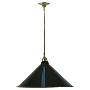 Edwardian 390mm Black Shade on Cloth Cord Suspension, Polished Brass by Lighting Inspirations, a Fixed Lights for sale on Style Sourcebook