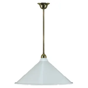 Edwardian 390mm White Metal Shade on Rod Set 1/2'' x 1/2m, Polished Brass by Lighting Inspirations, a Fixed Lights for sale on Style Sourcebook