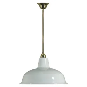 Warehouse 300mm White Metal Shade on Rod Set 1/2'' x 1/2m, Polished Brass by Lighting Inspirations, a Fixed Lights for sale on Style Sourcebook