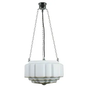 St Kilda 14'' Opal Matte on 3 Chain Suspension, Chrome by Lighting Inspirations, a Fixed Lights for sale on Style Sourcebook