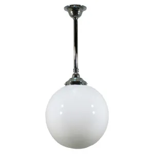 Sphere 12'' Opal Gloss on Rod Set 3/4'' x 1/2m, Chrome by Lighting Inspirations, a Fixed Lights for sale on Style Sourcebook