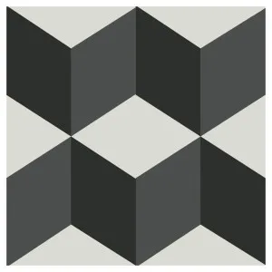 Medium Cubic Encaustic Tile, Grey & White & Black by Schots, a Encaustic Tiles for sale on Style Sourcebook