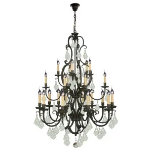 Louis 15th 24 Light Crystal Glass Chandelier, Bronze by Lighting Inspirations, a Fixed Lights for sale on Style Sourcebook