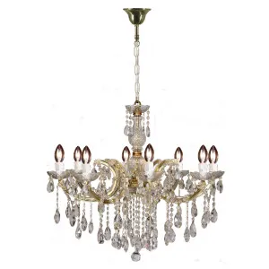 Zurich 8 Light Crystal Glass Chandelier, Gold by Lighting Inspirations, a Chandeliers for sale on Style Sourcebook