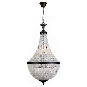 Marseilles Large 53cm 8 Light Basket Crystal Glass Chandelier, Bronze by Lighting Inspirations, a Fixed Lights for sale on Style Sourcebook