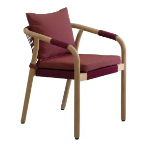 Rhodes Teak Dining Chair with Cushions, Burgundy Rope by Schots, a Chairs for sale on Style Sourcebook