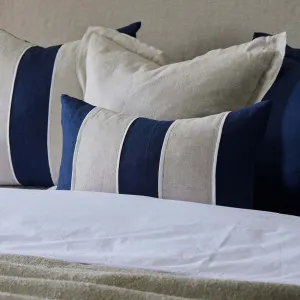 Riley Navy/linen Patch Cushion 40x60cm by Madras Link, a Cushions, Decorative Pillows for sale on Style Sourcebook