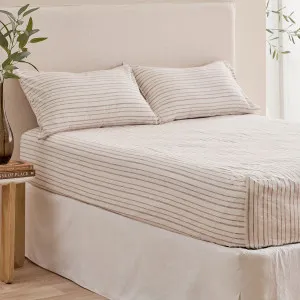 Habitat Linen Cotton Stripe Fitted Sheet Chocolate by Habitat, a Sheets for sale on Style Sourcebook