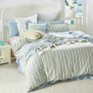 Habitat Adria Reversible Stripe Quilt Cover Set Green by Habitat, a Quilt Covers for sale on Style Sourcebook