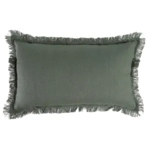 Muse Sahara Linen Fringed Oblong Cushion Olive by Muse, a Cushions, Decorative Pillows for sale on Style Sourcebook