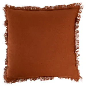 Muse Sahara Linen Fringed Square Cushion Caramel by Muse, a Cushions, Decorative Pillows for sale on Style Sourcebook