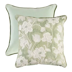 Muse Floriah Embroidered Cushion Matcha Green by Muse, a Cushions, Decorative Pillows for sale on Style Sourcebook