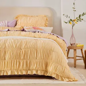 Habitat Odette Ruffle Comforter Set Butter Yellow by Habitat, a Quilts & Bedspreads for sale on Style Sourcebook
