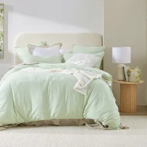 Pillow Talk Washed Linen Look Quilt Cover Set Matcha Green by Pillow Talk, a Quilt Covers for sale on Style Sourcebook