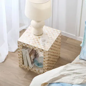 Muse Soho Capiz Check Side Table Natural by Muse, a Side Table for sale on Style Sourcebook