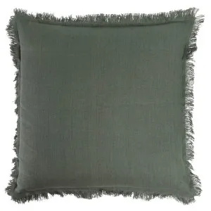 Muse Sahara Linen Fringed Square Cushion Olive by Muse, a Cushions, Decorative Pillows for sale on Style Sourcebook