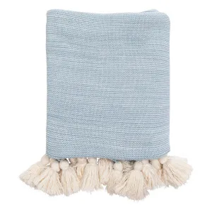 Muse Marley Knitted Cotton Throw Light Blue by Muse, a Throws for sale on Style Sourcebook