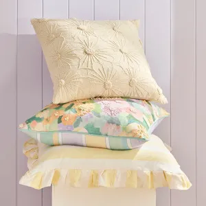 Habitat Aki Embroidered Floral Cushion Buttercream Yellow by Habitat, a Cushions, Decorative Pillows for sale on Style Sourcebook