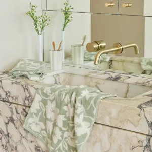 Habitat Elara Reversible Floral Hand Towel 2 Matcha Green by Habitat, a Towels & Washcloths for sale on Style Sourcebook