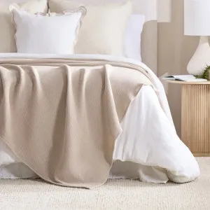 Muse Haven 300Gsm Cotton Waffle Blanket Natural by Muse, a Blankets & Throws for sale on Style Sourcebook