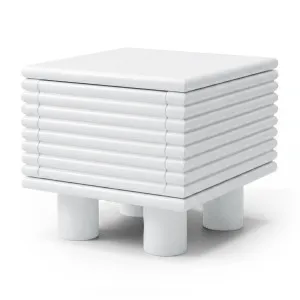 Serina Fluted Bedside Table in White by Luxo Furniture, a Bedside Tables for sale on Style Sourcebook