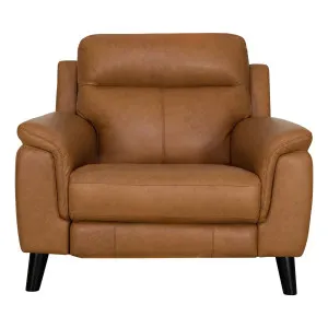 Forbes Fixed Armchair in Urbane Leather Light Brown by OZ Design, a Chairs for sale on Style Sourcebook