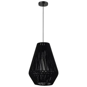Domus Carter Woven Paper Rope Teardrop Large Pendant - Black by Domus, a Lighting for sale on Style Sourcebook