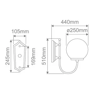 Domus Lisbon Classic U-Arm Outdoor Wall Light with Opal Sphere Shade - White by Domus, a Outdoor Lighting for sale on Style Sourcebook