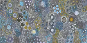My Great Great Grandmothers Land, Style E, Blue Tone by Gioia Wall Art, a Aboriginal Art for sale on Style Sourcebook