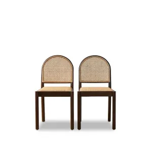 Mateo Curved Rattan Dining Chair - Set of Two - Walnut - Mocka by Mocka., a Dining Chairs for sale on Style Sourcebook