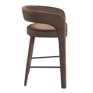 Eisha Velvet Bar Stool Set of 2 in Deep Mocha Brown by Luxo Furniture, a Bar Stools for sale on Style Sourcebook