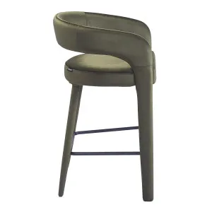 Eisha Velvet Bar Stool Set of 2 in Woodland Green by Luxo Furniture, a Bar Stools for sale on Style Sourcebook