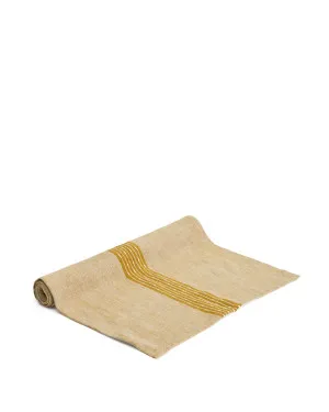 Calena linen jacquard table runner with mustard central stripe 50 x 150 cm by null, a Table Cloths & Runners for sale on Style Sourcebook