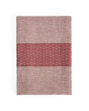 Calena linen jacquard tablecloth with red central stripe 150 x 250 cm by null, a Table Cloths & Runners for sale on Style Sourcebook