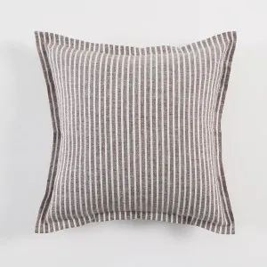 Muse Sahara Linen Striped Square Feather Cushion Chocolate by Muse, a Cushions, Decorative Pillows for sale on Style Sourcebook