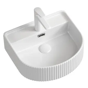 BT Arial Arch Fluted Vessel Basin 1TH Gloss White 450x350 by BEAUMONTS, a Basins for sale on Style Sourcebook