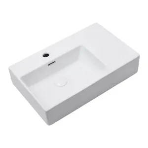 BT Assisted Living Arial Wall Mounted Basin 1TH Left Hand Bowl Gloss White 600x420 by BEAUMONTS, a Basins for sale on Style Sourcebook