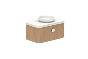 Surry 900 Wall Hung Centre Bowl, Wall Hung, Boston Oak, 60mm Curved Royale Benchtop Upgrade by ADP, a Vanities for sale on Style Sourcebook