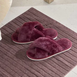 Habitat Victoria Faux Fur Slippers Mahogany by Habitat, a Bathroom Accessories for sale on Style Sourcebook