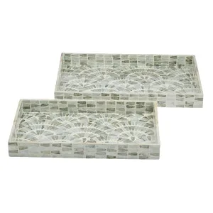 S/2  Aria Blue Inlay Decor / Serving Trays Bone Inlay by Coast to Coast, a Trays for sale on Style Sourcebook