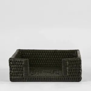 Set of 2 Paume Rattan Square Napkin Box Black by Florabelle Living, a Napkins for sale on Style Sourcebook