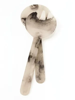 S/2 Rylee Resin Salad Servers Black & White by Robert Mark, a Cutlery for sale on Style Sourcebook