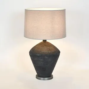 Meridien Black Lamp with Natural Linen Shade by Florabelle Living, a Lamps for sale on Style Sourcebook