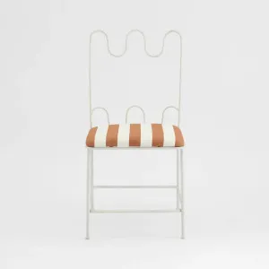 Wira Dining Chair Outdoor Iron Terracotta/White Stripe Cushion by Florabelle Living, a Outdoor Chairs for sale on Style Sourcebook