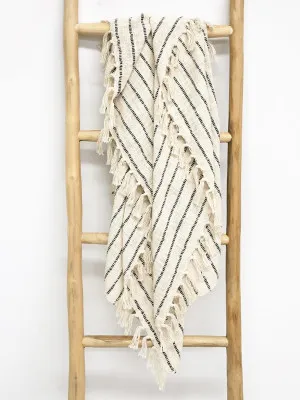 Zuri Cotton Slub Throw Natural/Black 150x125CM by Robert Mark, a Throws for sale on Style Sourcebook