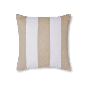 Riley White/linen Patch Cushion 55cm x 55cm Duck Feather Filled by Madras Link, a Cushions, Decorative Pillows for sale on Style Sourcebook