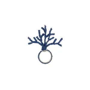 S/4 Coastal Coral Beaded Napkin Rings 12cm Blue by Coast to Coast, a Napkins for sale on Style Sourcebook