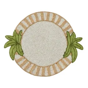 Maui Beaded Round Placemat 35cm Nat/Grn by Coast to Coast, a Placemats for sale on Style Sourcebook